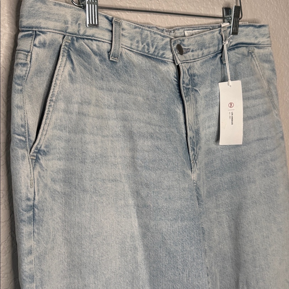 NWT AG Stella Low Slung Palazzo Jeans Light Wash Wide Leg 32 - Picture 3 of 8